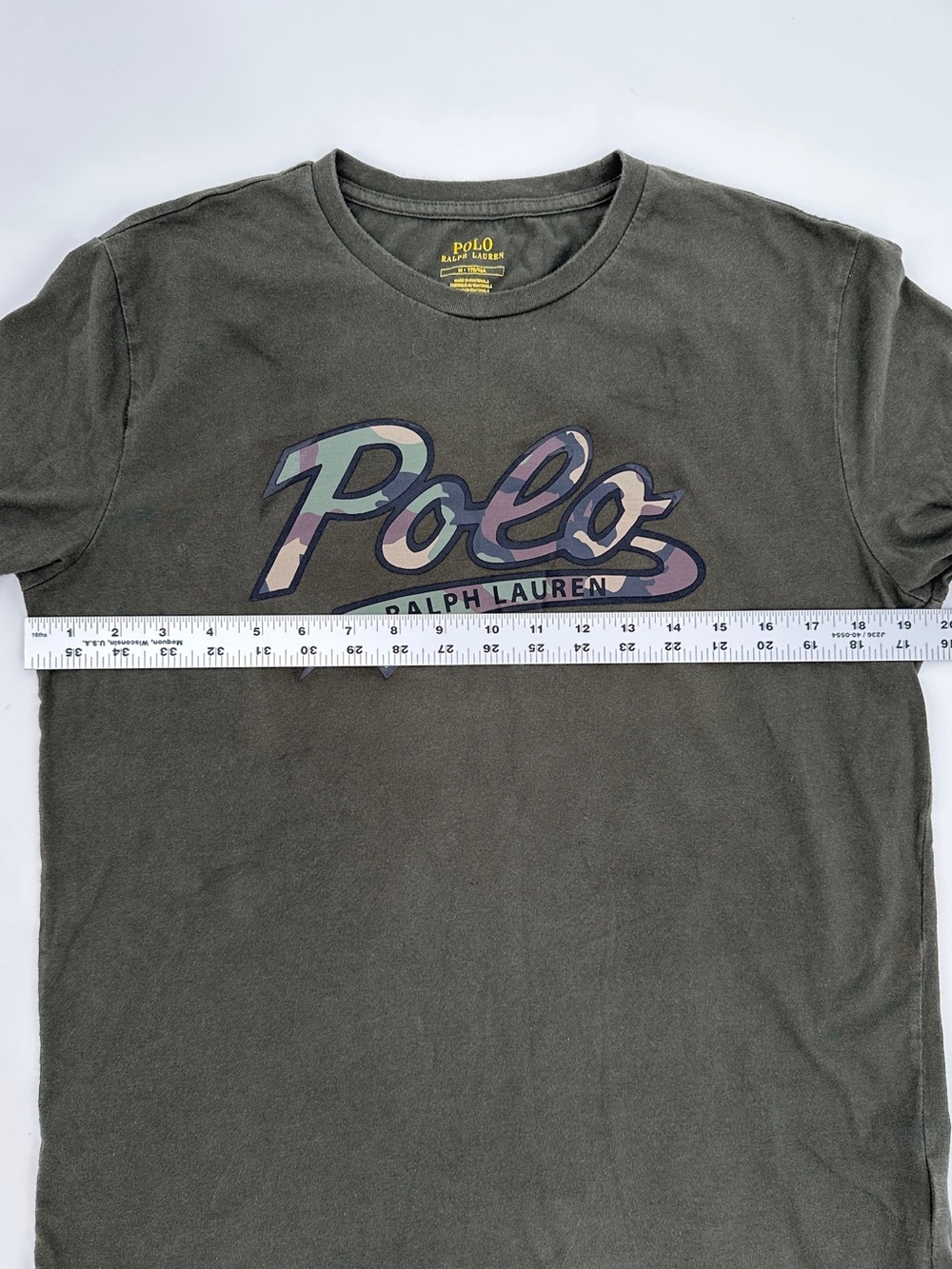 Polo Ralph Lauren Olive Green Camo Script Logo Graphic T Shirt Men's M - Picture 4 of 5